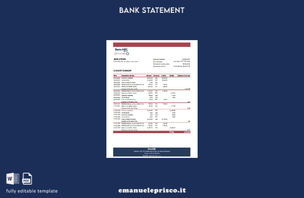 modello Excel di estratto conto bancario Tanzania BancABC in stile verificato